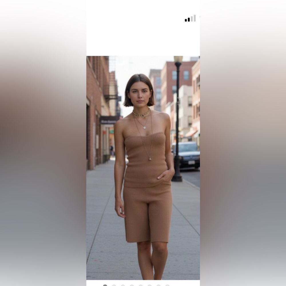 Free People Free-est Farrah Sweater Short Set Bronze Sugar NWT